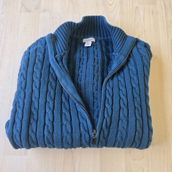 L.L. Bean Zip Cable Knit Sweater Size Xl - Picture 1 of 9